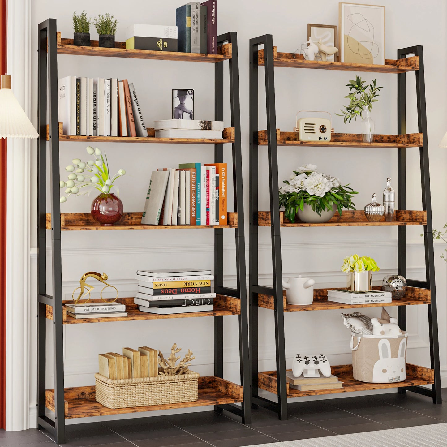 IRONCK Industrial 5 Tier Bookshelf Metal Storage Rack