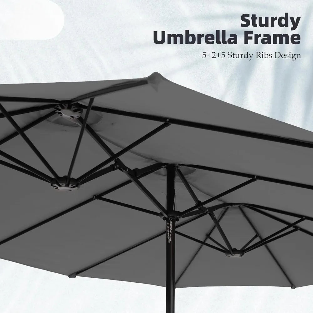 HUANZHUANG Double Sided Patio Umbrella With Base Included