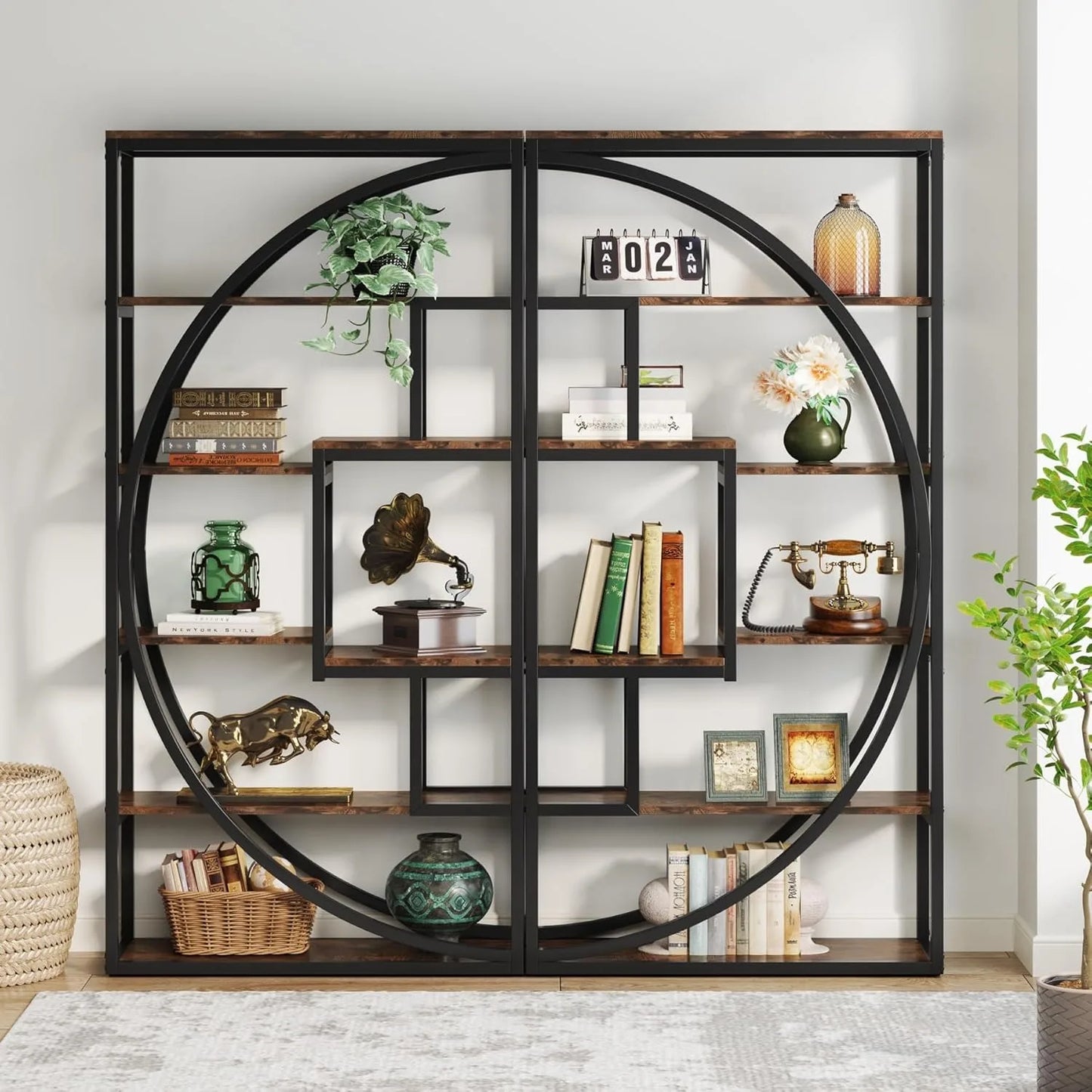 Little Tree Industrial 5-Tier Etagere Bookcase Display Shelving Unit