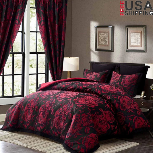DUTRIEUX Jacquard Seersucker Floral Comforter Set Curtains