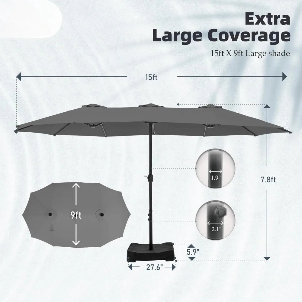 HUANZHUANG Double Sided Patio Umbrella With Base Included