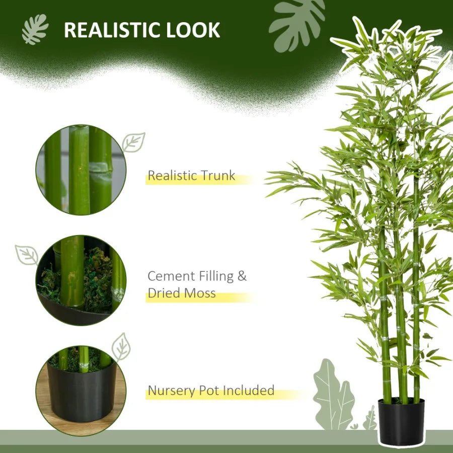 HOMCOM Artificial Bamboo Tree In Nursery Pot For Indoor Use