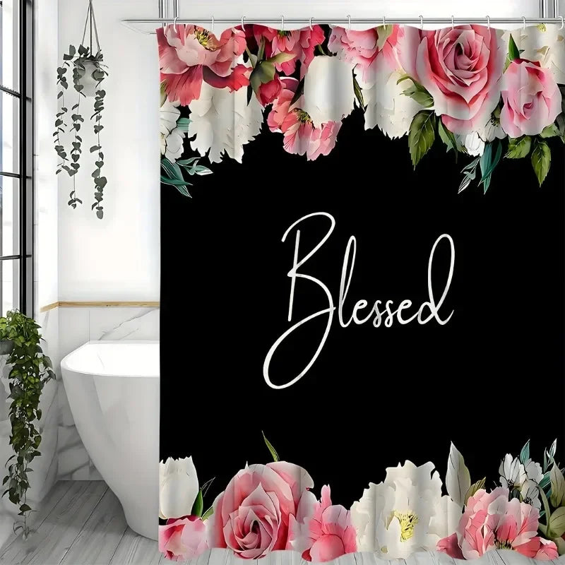 Warm Welcome Decor Flowers On White Shower Curtain Set