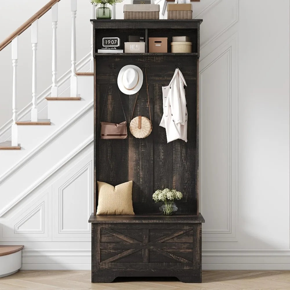 DAFIFY Hall Tree With Storage Bench 4 in 1 Coat Rack