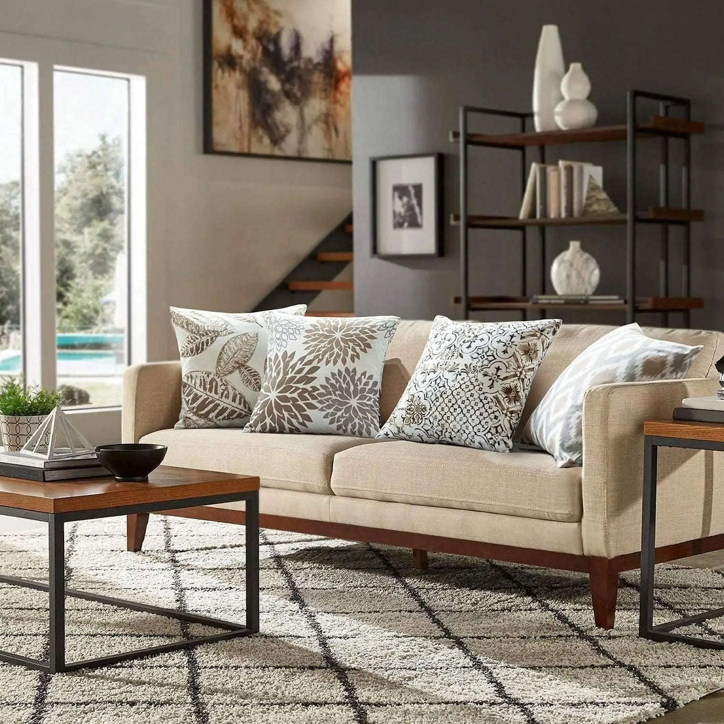 Craft of Weaving Set of 4 Fall Leaf Geometric Pillow Covers