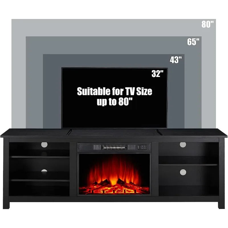 XMSJ Fireplace TV Stand with Electric Fireplace and Wood Texture