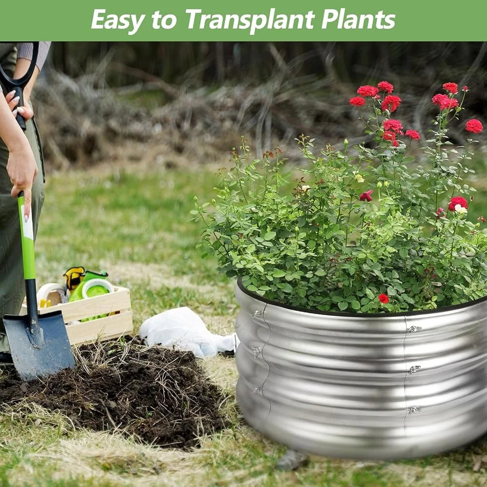 XMSJ Galvanized Raised Garden Bed Kit Outdoor Metal Planter