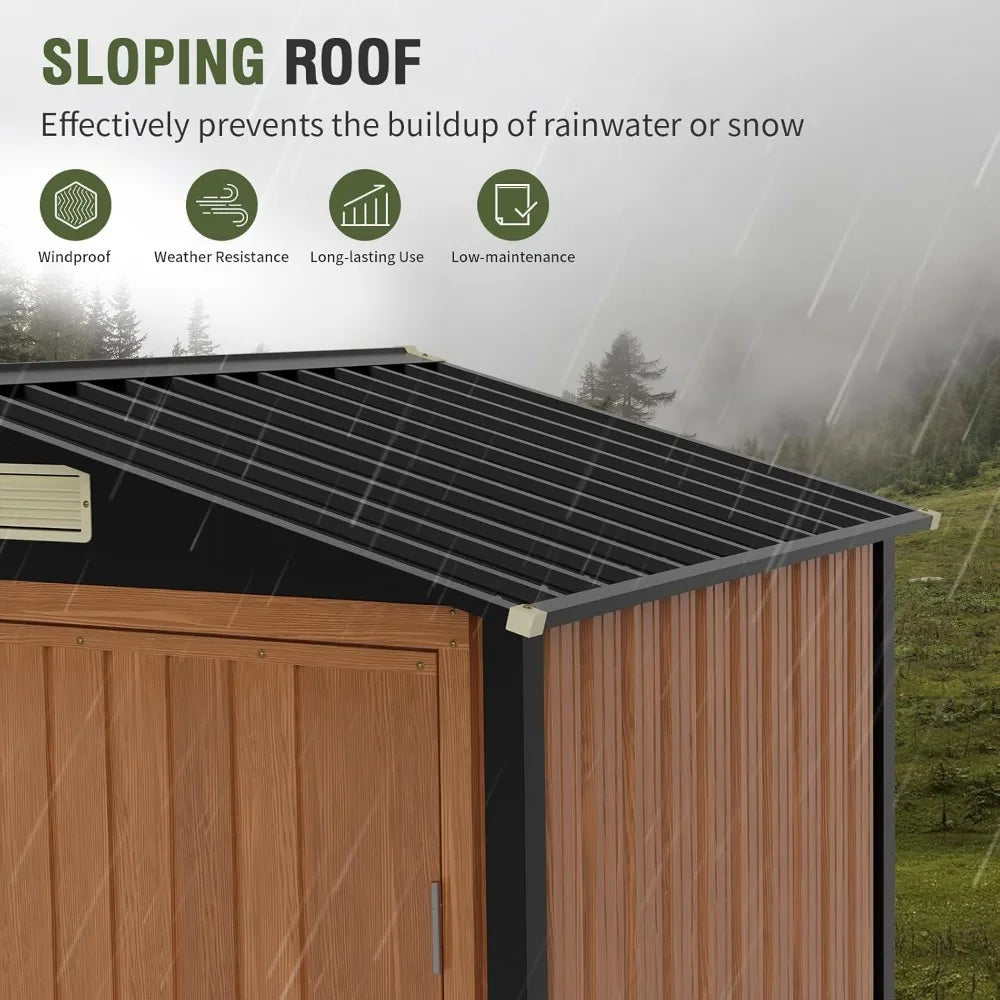 Outdoor Metal Garden Shed With Window Lockable Door
