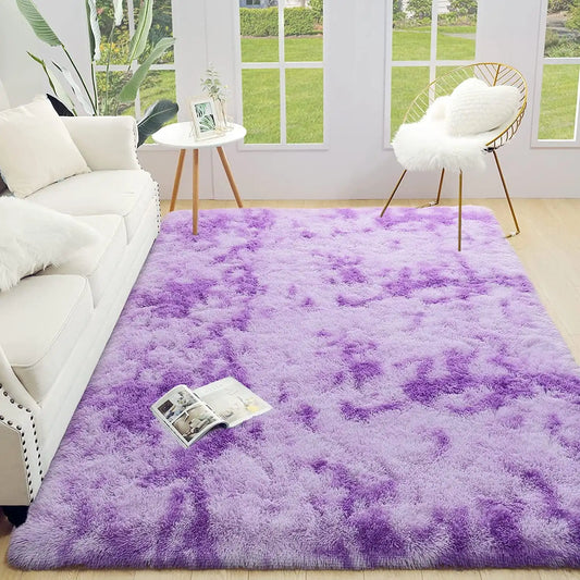 Lochas Plush Velvet Rugs Tie Dye Shaggy for Living Room