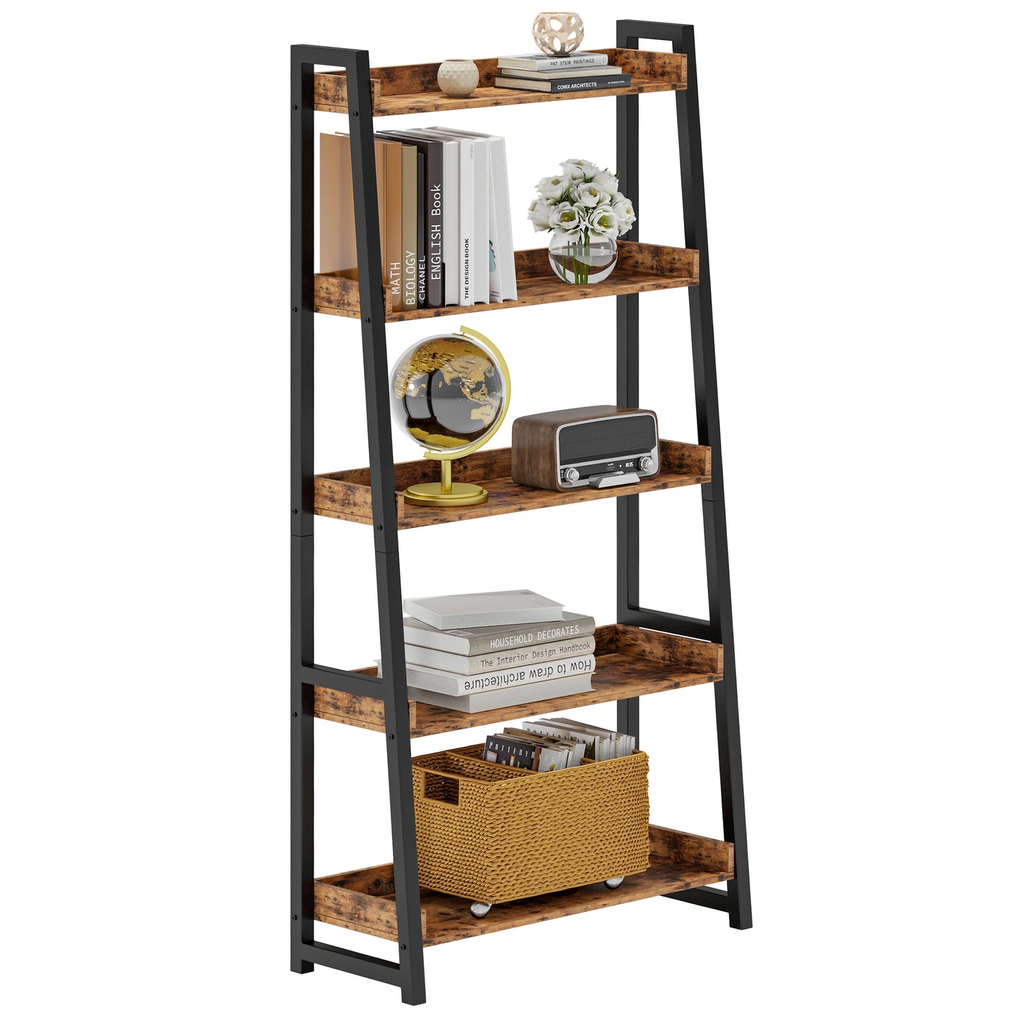 IRONCK Industrial 5 Tier Bookshelf Metal Storage Rack