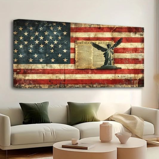 Hign Concerned Vintage American Flag Canvas Mural Decor