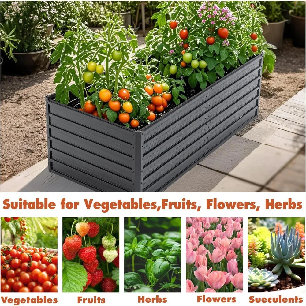 JIAOYING Metal Raised Garden Bed Galvanized Planter Box