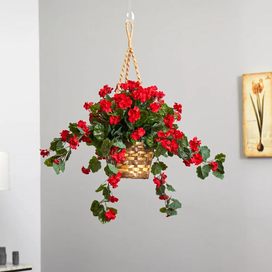 Guangdong Geranium Artificial Plant In Hanging Basket