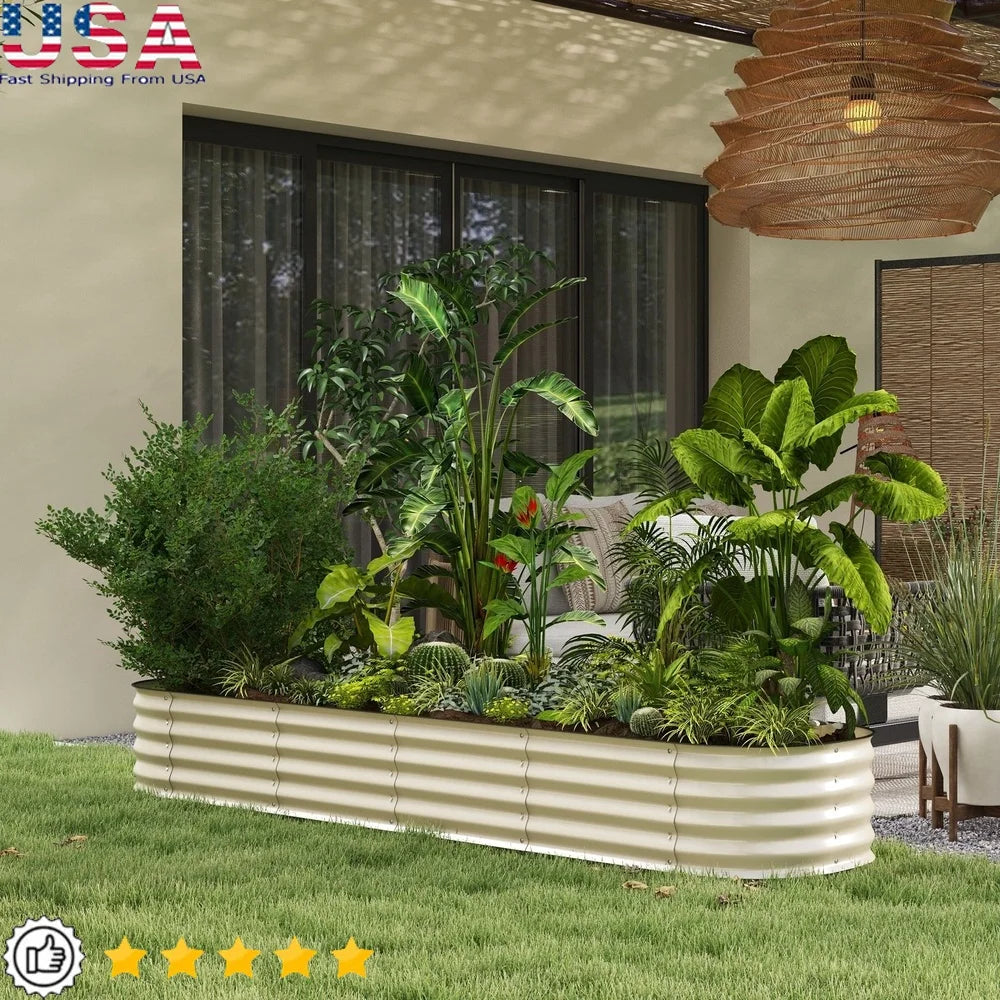 XMSJ Galvanized Raised Garden Bed Kit Modular Planter