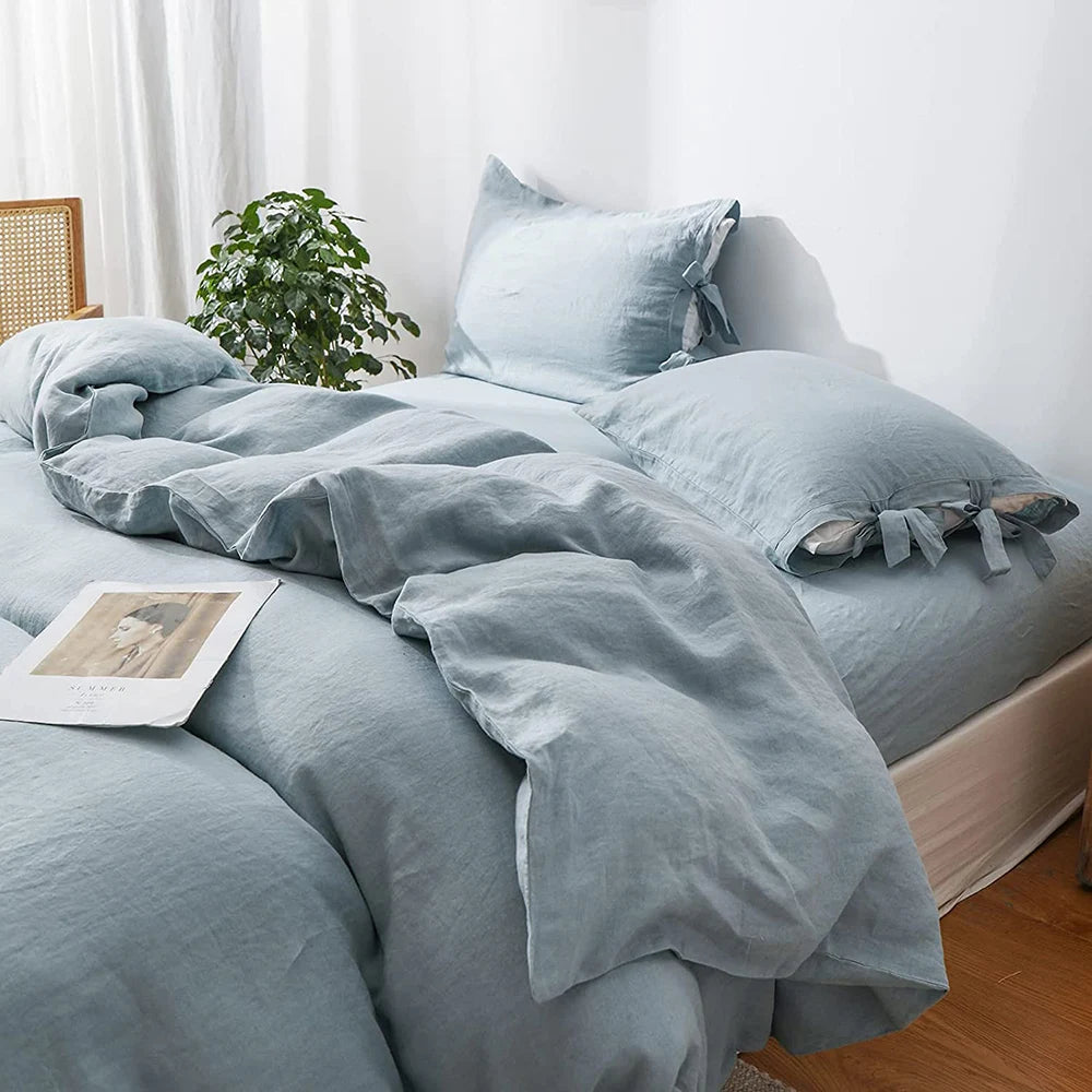 Simple Opulence Linen Bedding Set 3Pcs Flax Breathable