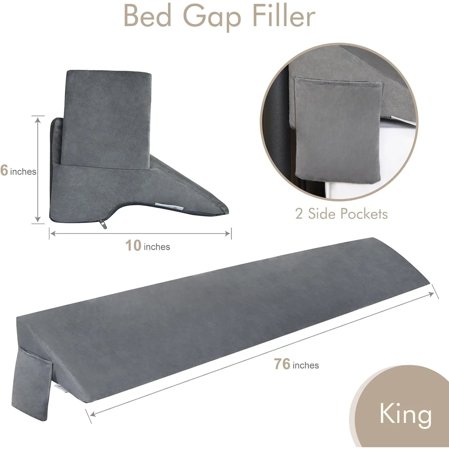King Bed Wedge Pillow Gap Filler For Headboard Premium Foam