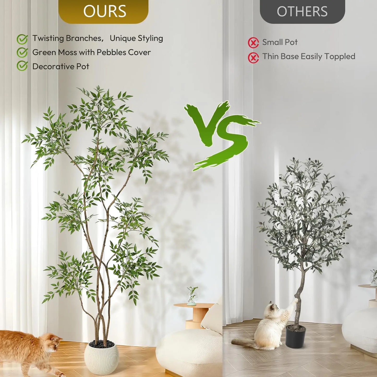 HiMISSCN Nandina Artificial Tree With White Planter Indoor