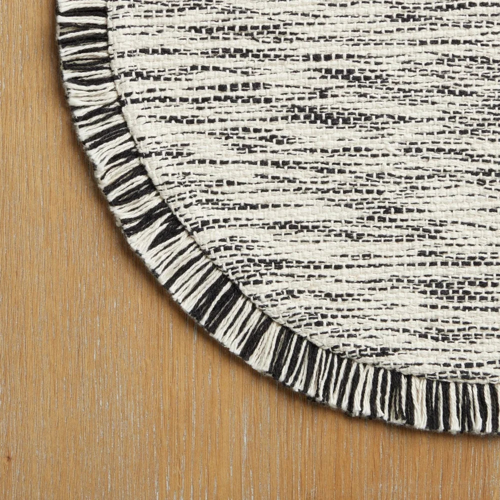 Warm Welcome Decor Stripe Fringe Cotton Placemat Round