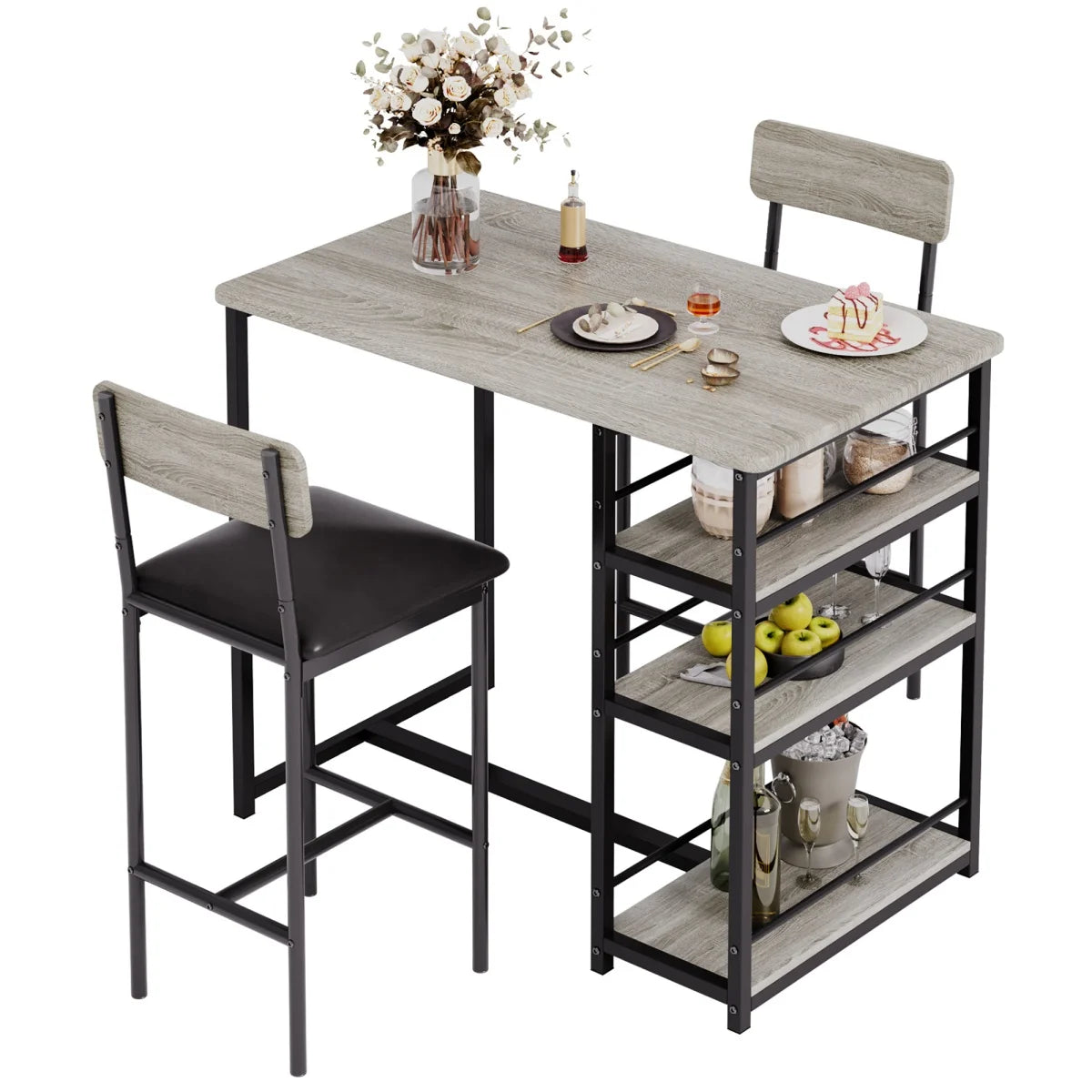 Warm Welcome Decor 2 Person Dining Table Set With Chairs