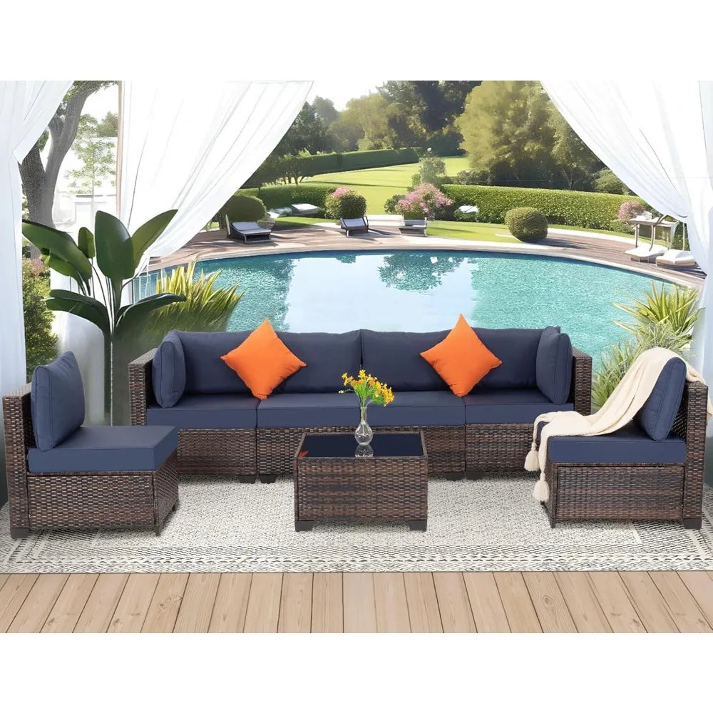 Angduo Outdoor Patio Furniture Set Wicker Sectional Sofa