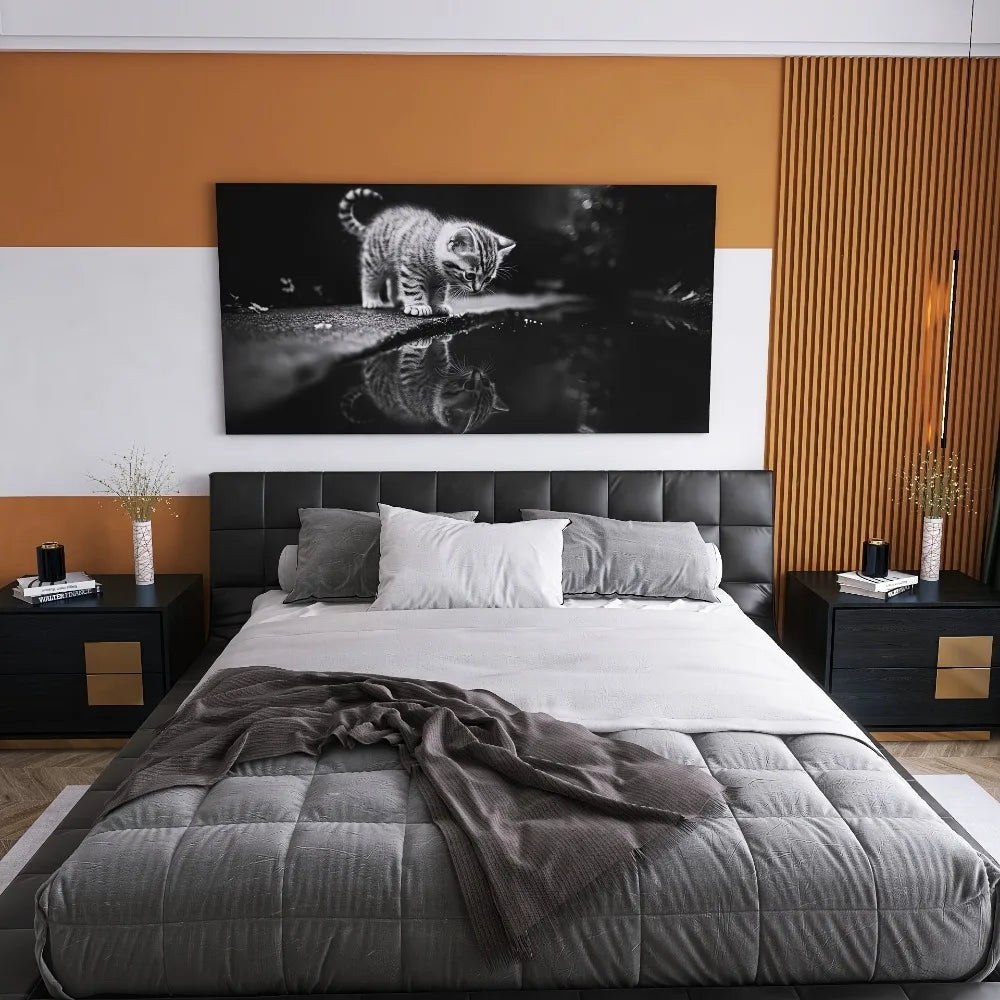 Hign-concerned Charming Lazy Cat Canvas Art Nordic Warm Time
