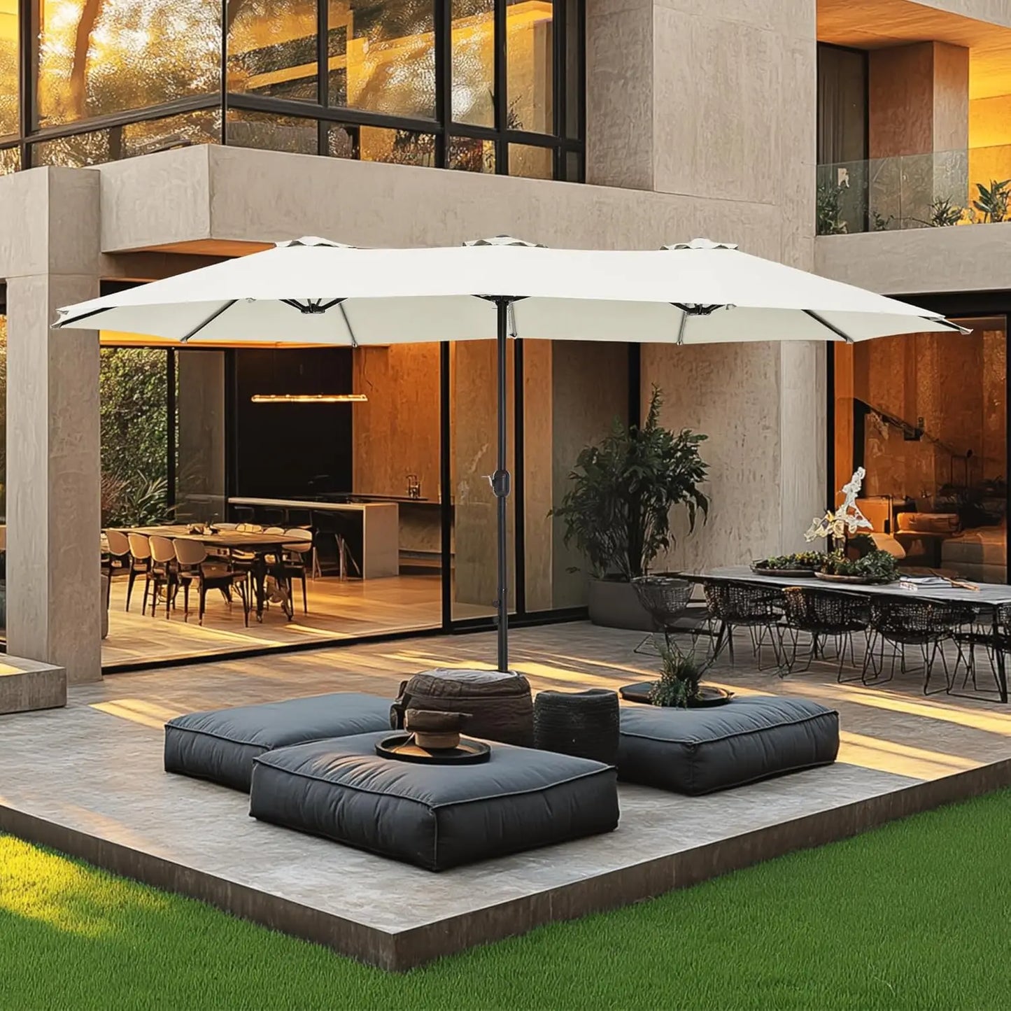 HUANZHUANG Double Sided Patio Umbrella With Base Included