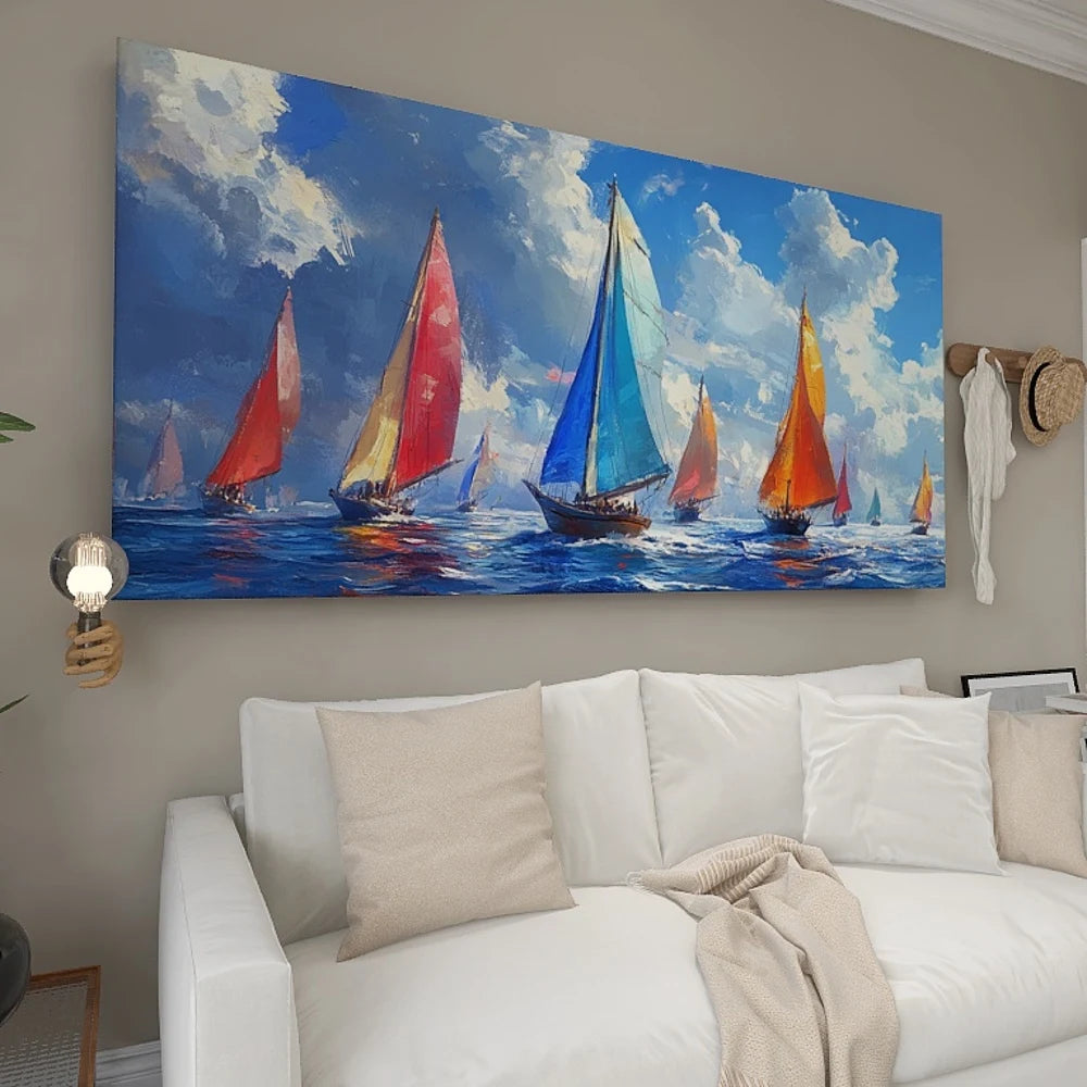 Pine Canvas Wall Art Frame Living Room