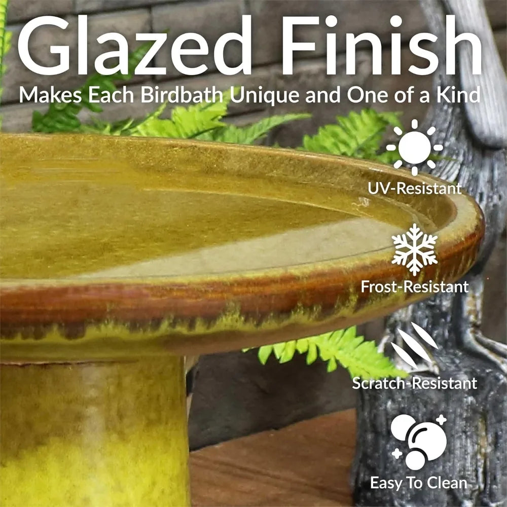 Sunnydaze Ceramic Outdoor Bird Bath Hand Painted UV Frost