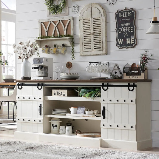 Guangbai Farmhouse Sideboard Cabinet With Sliding Barn Door