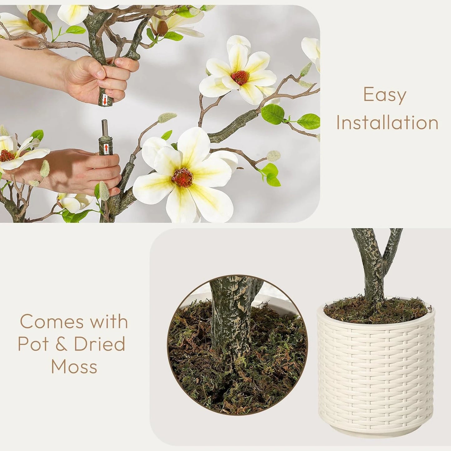 Guangdong Artificial Magnolia Plant With LED Light For Decor