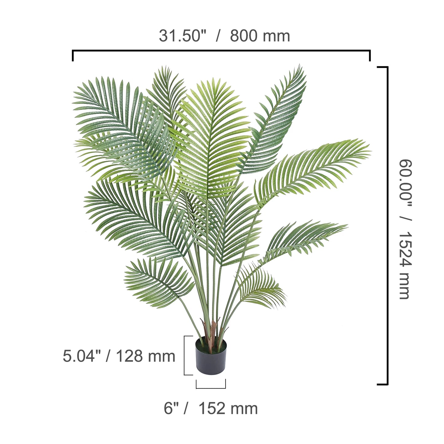 SucceBuy Artificial Palm Tree 4/5/6 FT Faux Plant Secure PE Material & Anti-Tip Tilt Protection Low-Maintenance Plant for Home