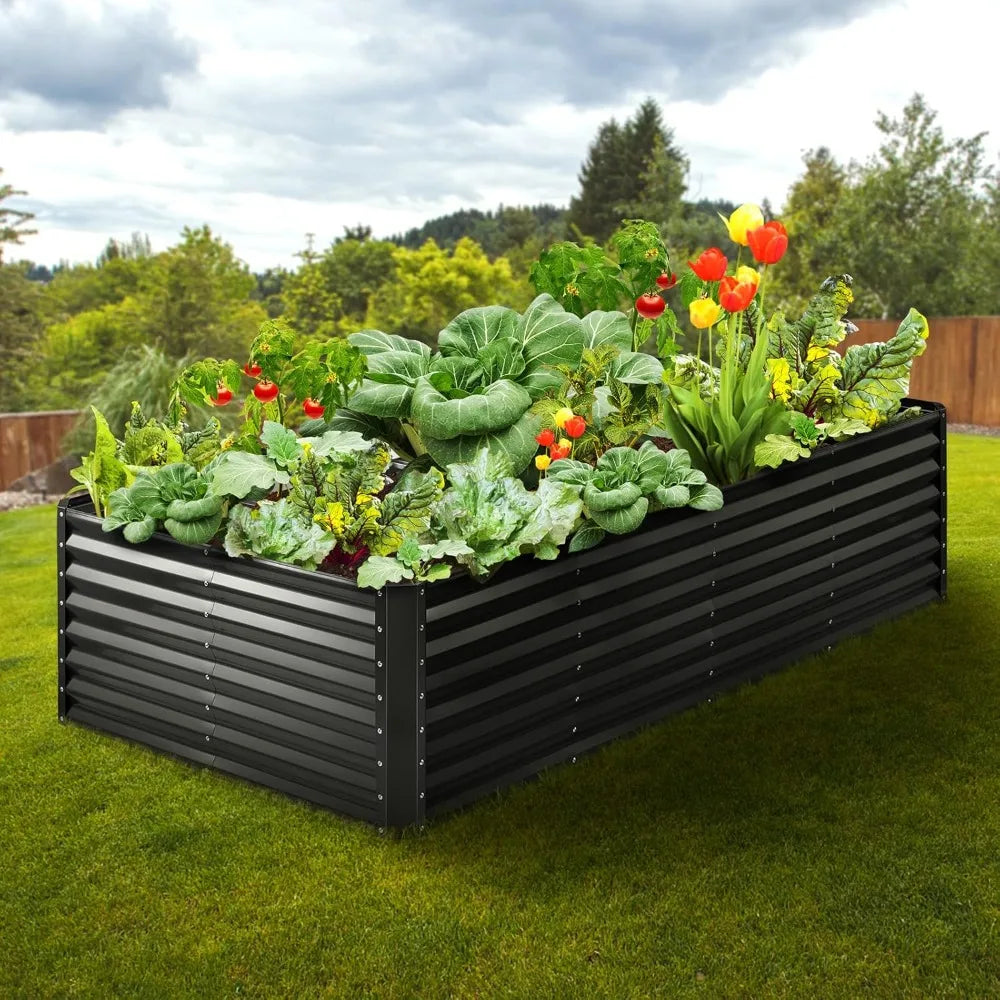 JIAOYING Metal Raised Garden Beds Kit Outdoor Planter
