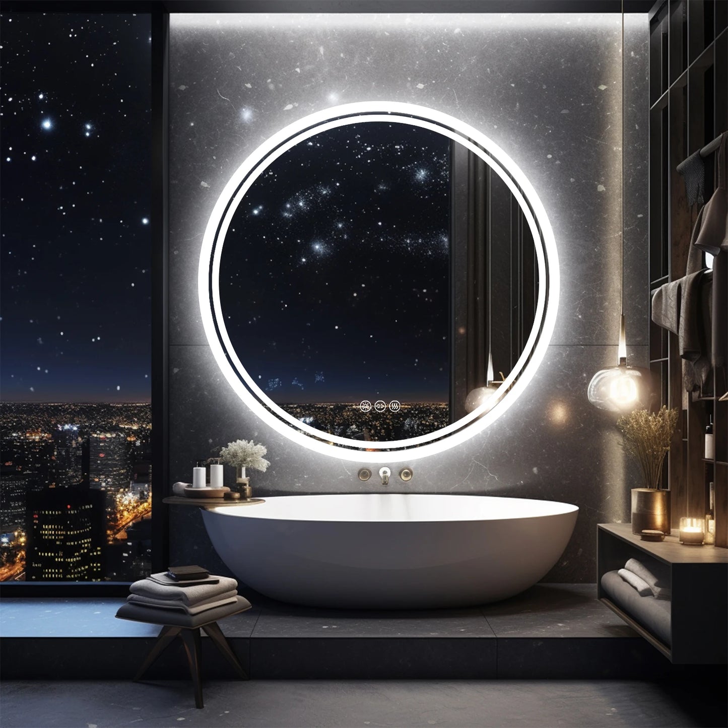 Wisfor Round LED Bathroom Mirror Backlit Anti Fog IP65