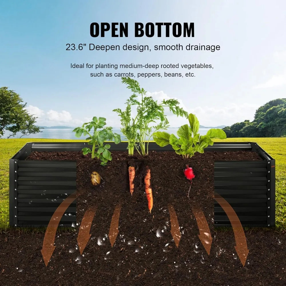 JIAOYING Metal Raised Garden Beds Kit Outdoor Planter
