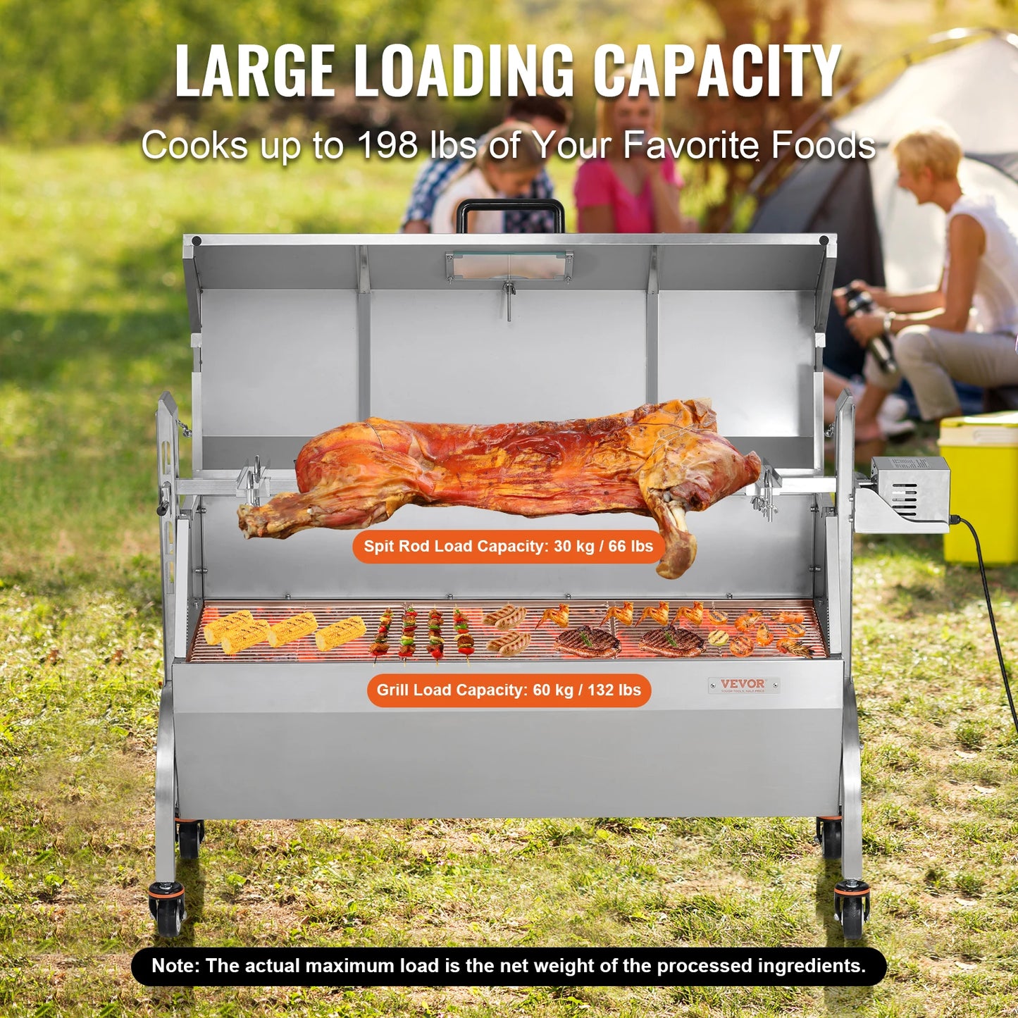 SucceBuy Electric Rotisserie Grill for Whole Pig Lamb Goat BBQ