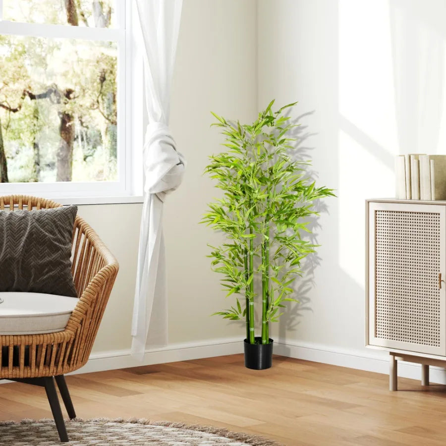 HOMCOM Artificial Bamboo Tree In Nursery Pot For Indoor Use