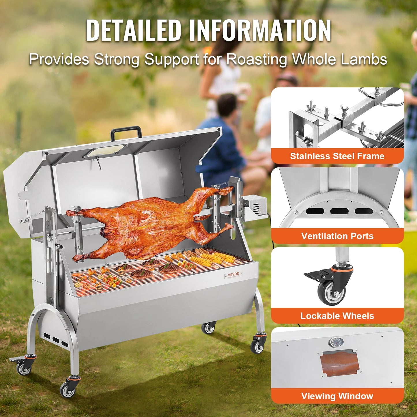 SucceBuy Electric Rotisserie Grill for Whole Pig Lamb Goat BBQ