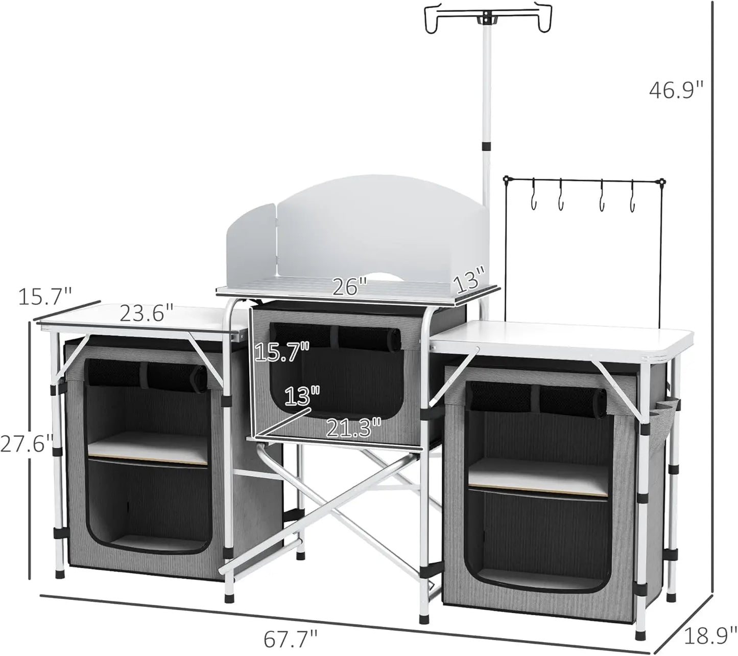 XMSJ Camping Kitchen Table Folding Aluminum Cook Station