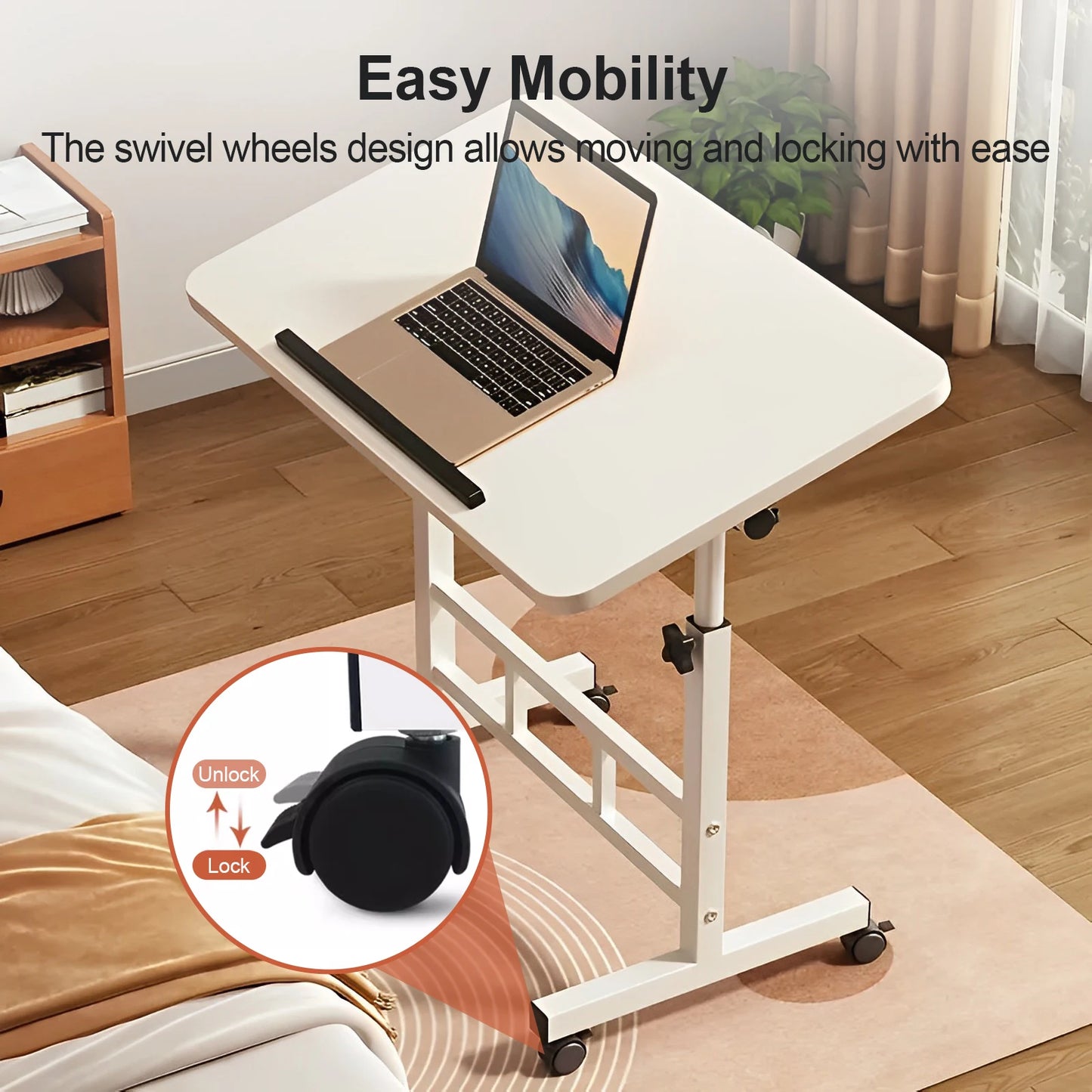 Standing Desk Adjustable Height 23.6" - 35" and Angle 0° - 90°, Space-Saving, Ergonomic Mobile Computer Desk with Universal Whee
