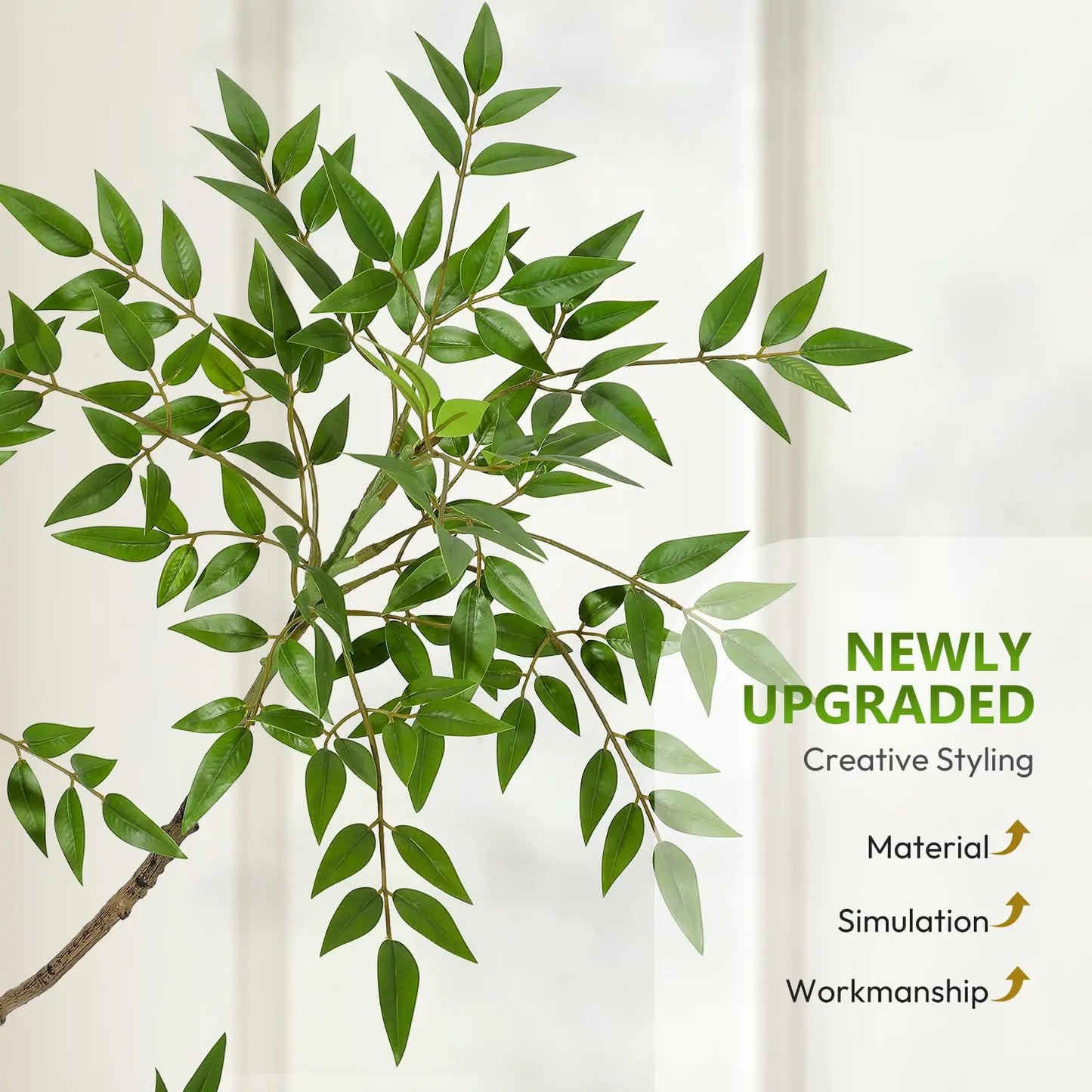 HiMISSCN Nandina Artificial Tree With White Planter Indoor