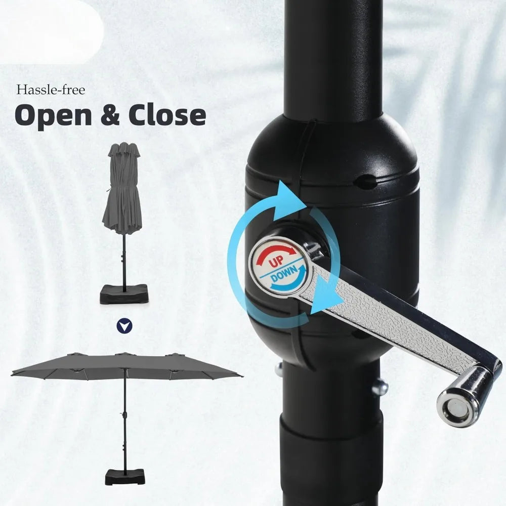 HUANZHUANG Double Sided Patio Umbrella With Base Included
