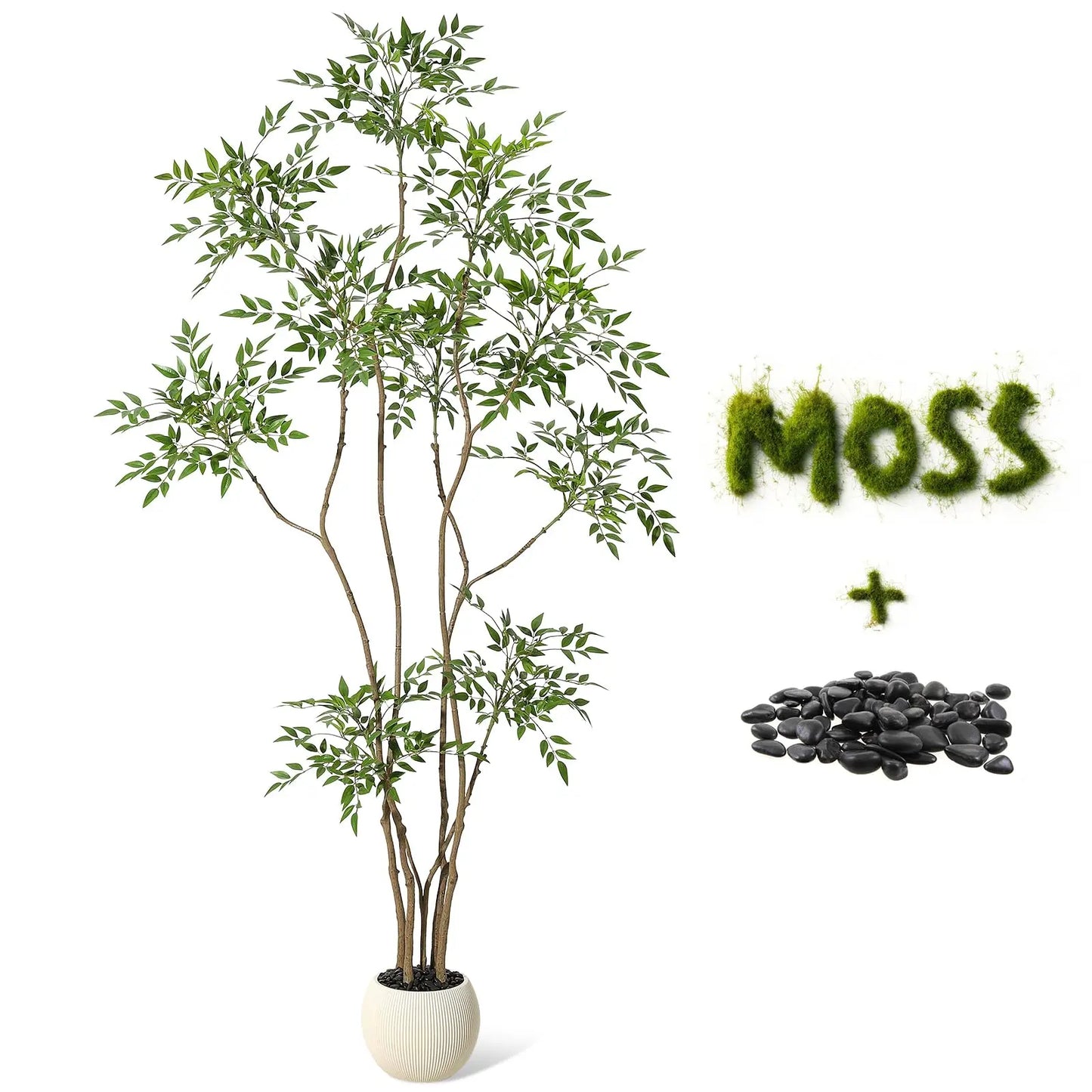 HiMISSCN Nandina Artificial Tree With White Planter Indoor