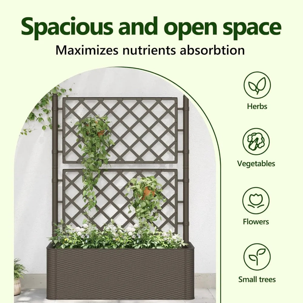 JIAOYING Garden Raised Bed Trellis Self Watering Planter