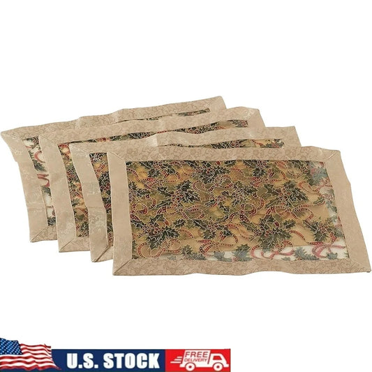 Warm Welcome Decor Christmas Placemat Set Of 4 Glitter