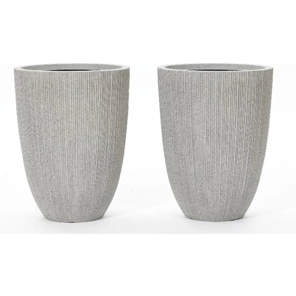 Warm Welcome Decor Set 2 Planters Modern Striped Concrete