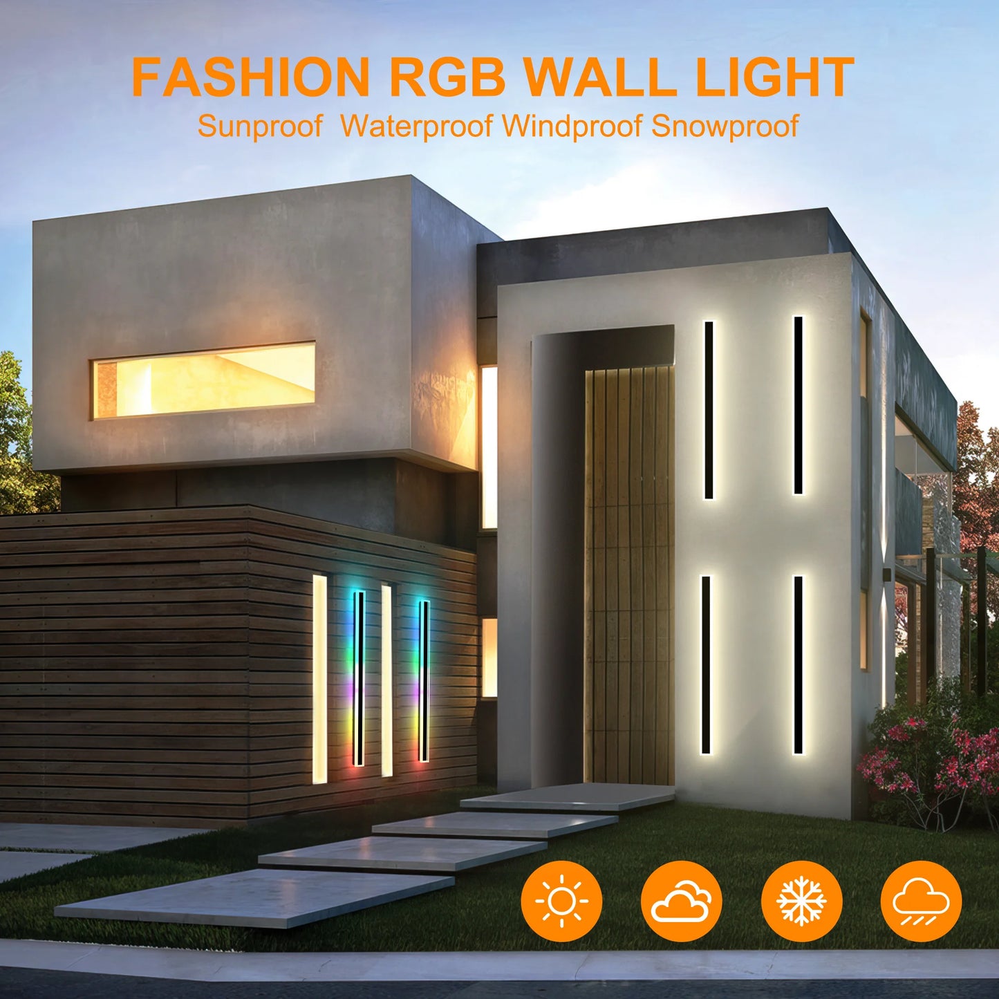 Modern Black LED Wall Lights 2 Pack Long Sconce Fixtures