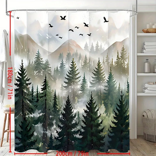 Warm Welcome Decor Ombre Shower Curtain Set Waterproof