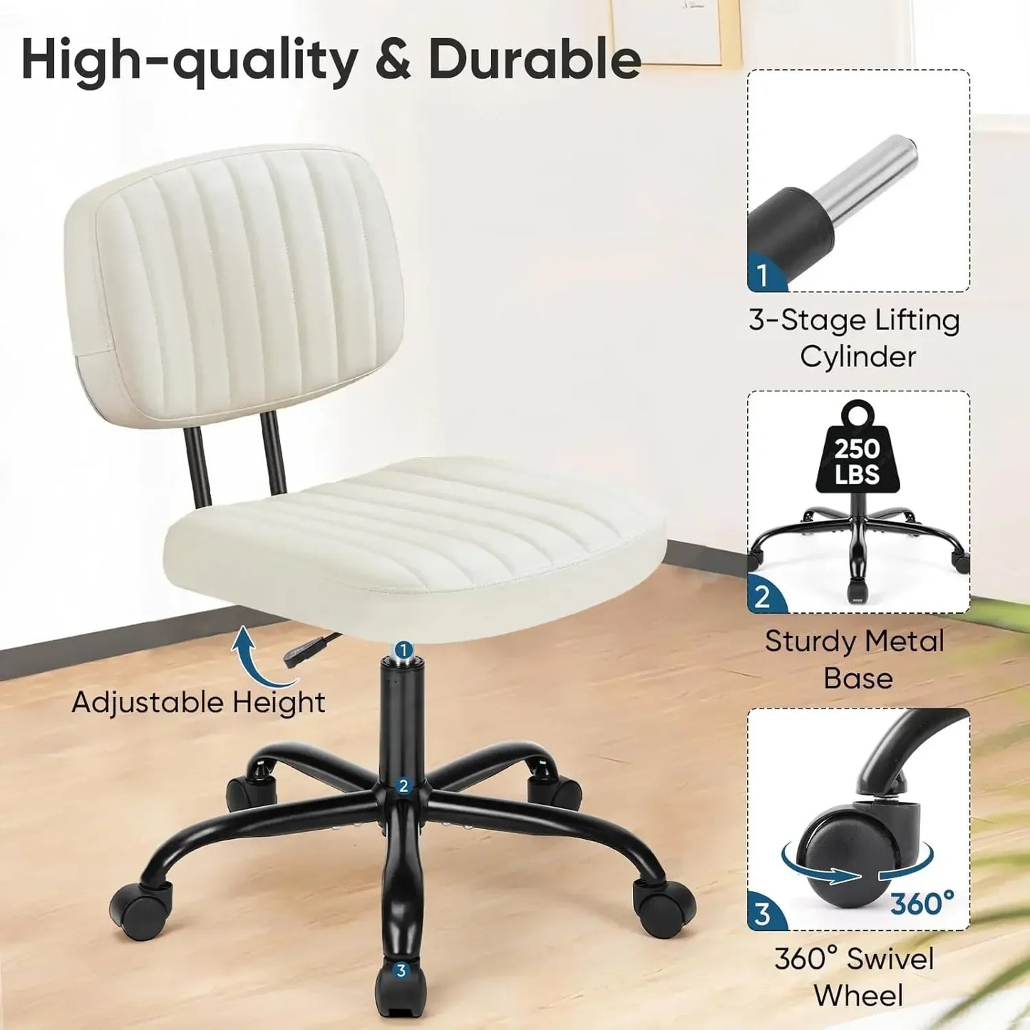 XMSJ Armless Office Chair With Adjustable Lumbar Support