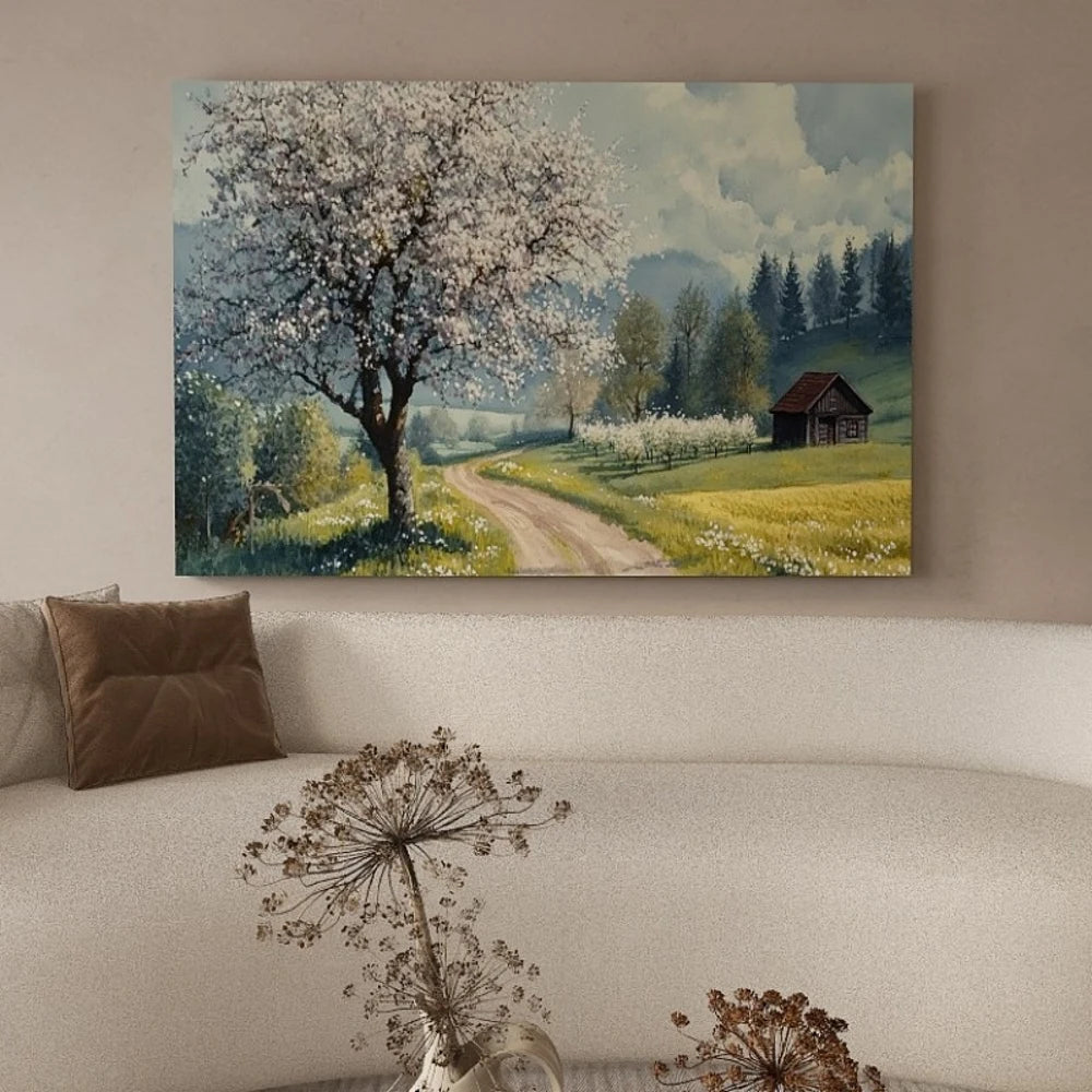 Pine Solid Wood Frame Canvas Wall Art