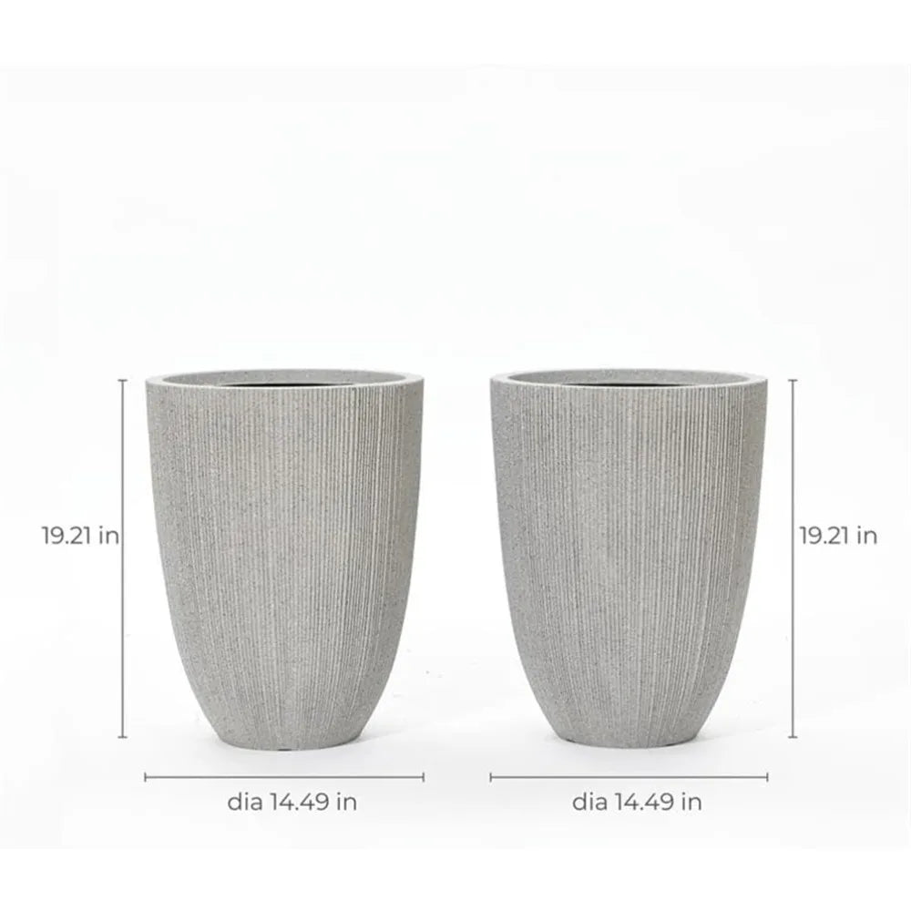 Warm Welcome Decor Set 2 Planters Modern Striped Concrete